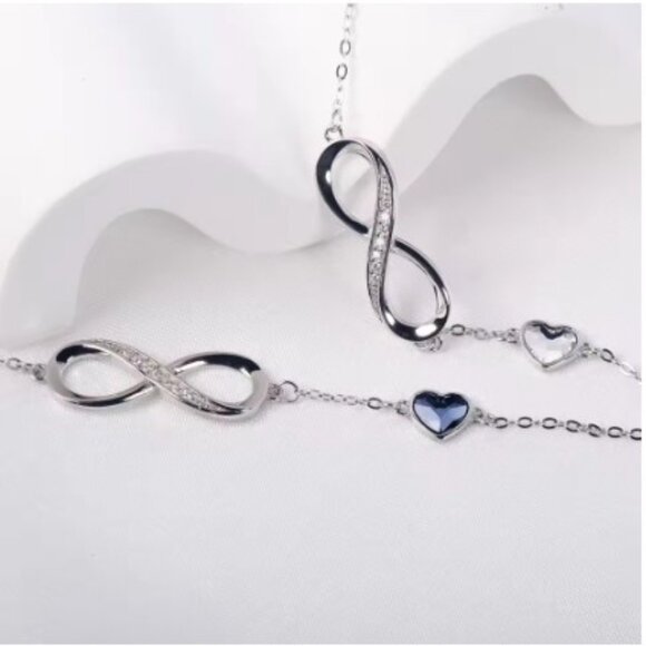 S925 Infinity Heart Symbol Charm Link Bracelet NEW - Picture 6 of 6